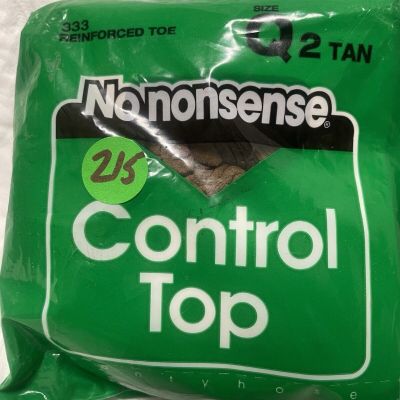 (215) No Nonsense Control Top Pantyhose Tan Sz Q2  Tan 333 reinforced toe